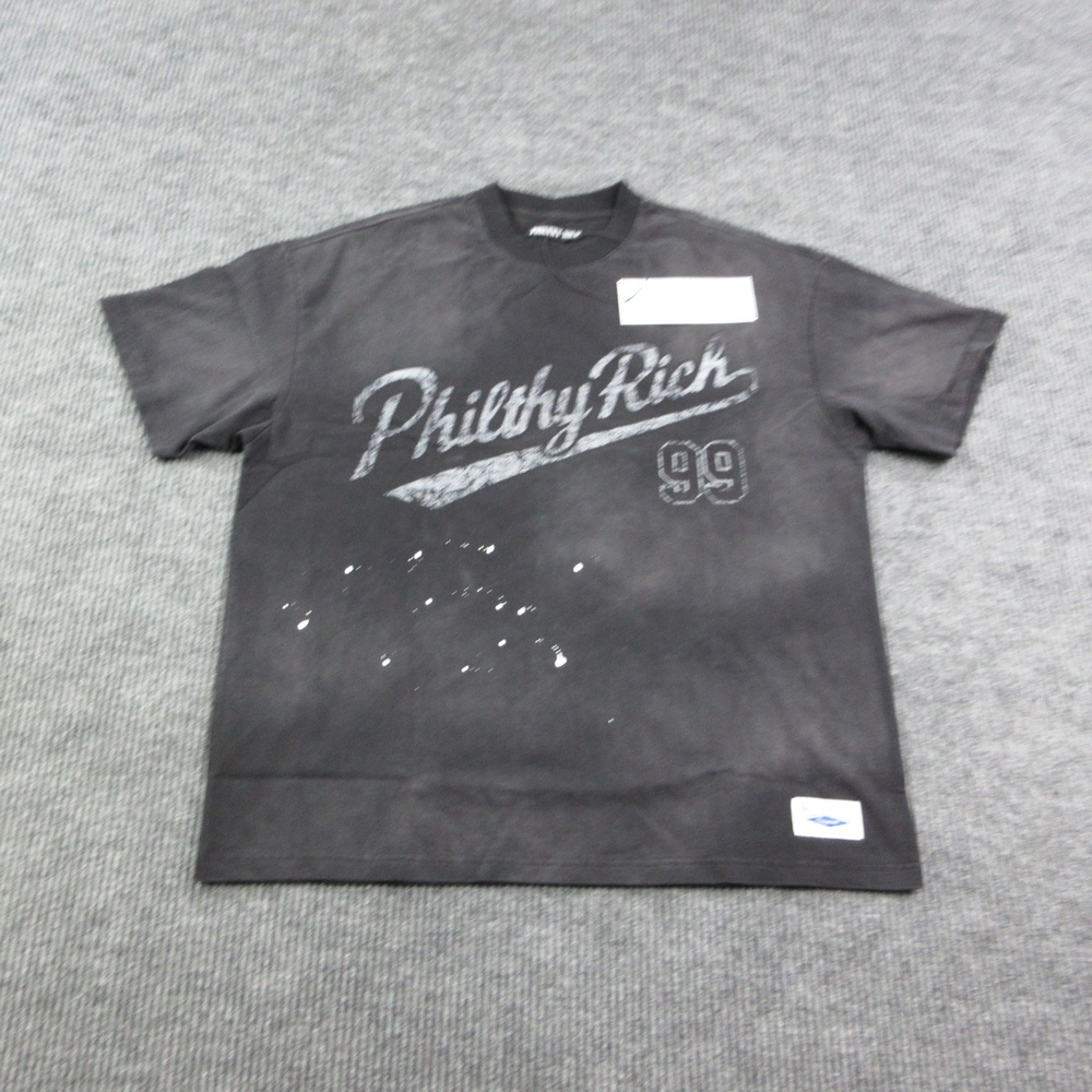 Philthy Rich Shirt Mens 2XL Black Cotton Crew Neck Graphic Print Tee NWT